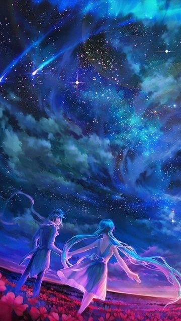 Anime Sky Shooting Stars Universe iPhone wallpaper iphoneswallpapers com