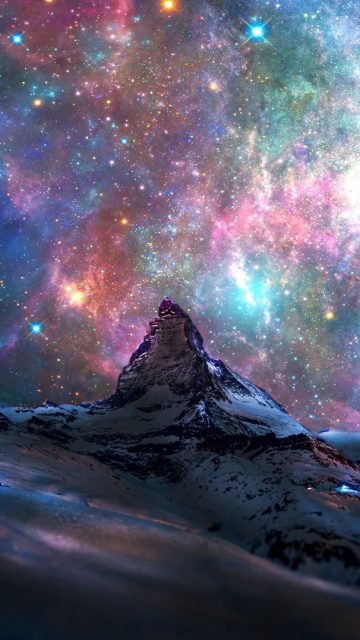 Space Galaxy View From Switzerland Mountains iPhone Wallpaper iphoneswallpapers com