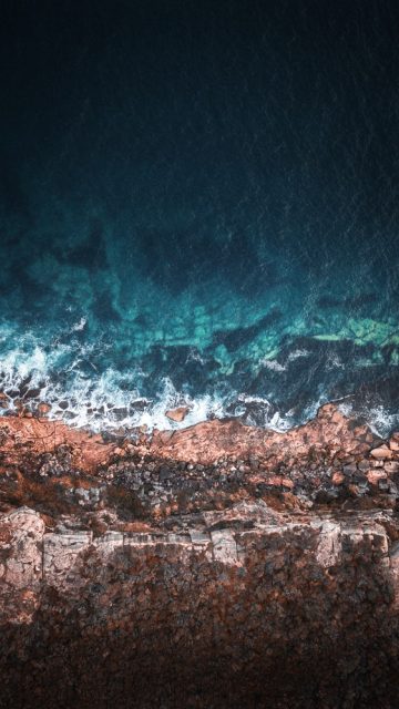 Beach Rocks Transparent Blue Water Sky View iPhone Wallpaper