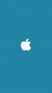 Minimal Apple Blue Background iPhone Wallpaper