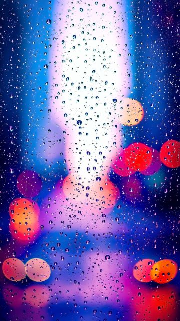 Rain Drops Bokeh Lights Glass iPhone Wallpaper
