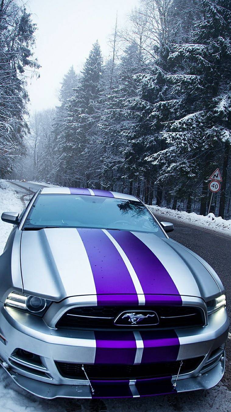 Ford Mustang Snow iPhone Wallpaper