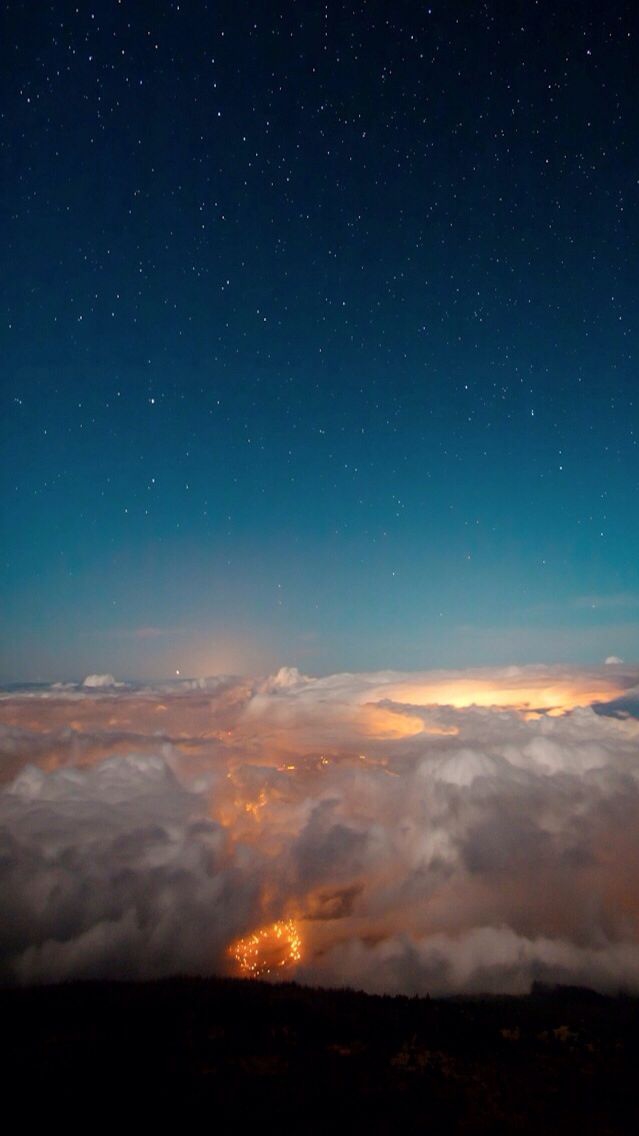 Night City Over Clouds Sky View iPhone Wallpaper