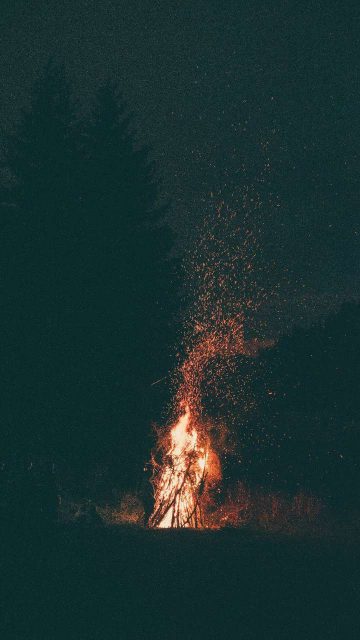 Camp Fire Dark Night iPhone Wallpaper