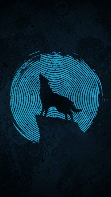 Blue Moon Wolf iPhone Wallpaper