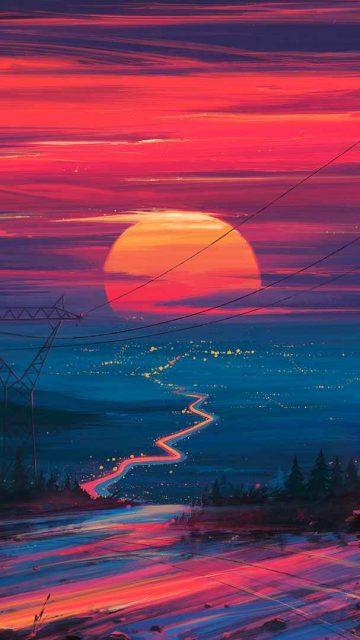Evening Sunset Horizon City iPhone Wallpaper