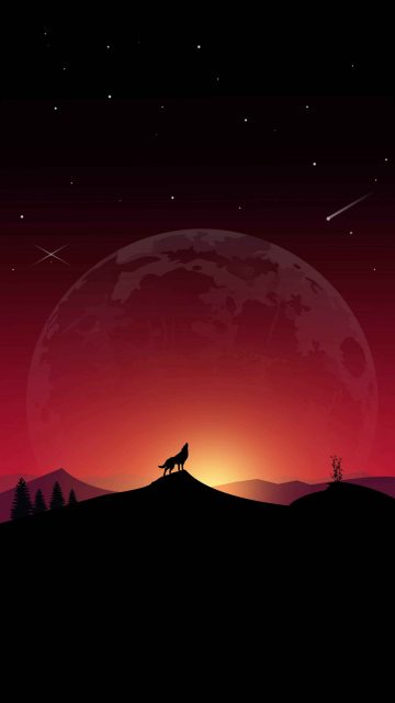 Red Moon Wolf iPhone Wallpaper