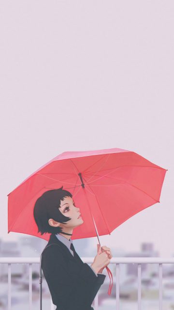 Umbrella Girl Anime iPhone Wallpaper