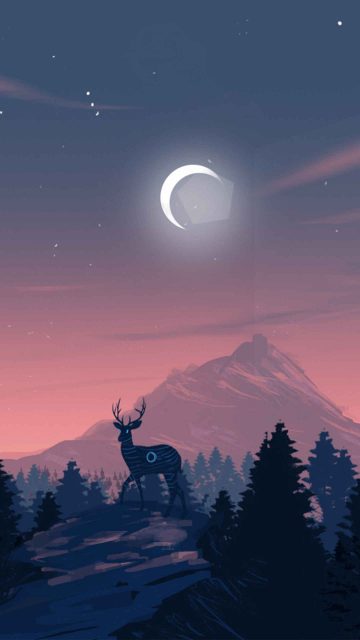 Deer Forest night iPhone Wallpaper