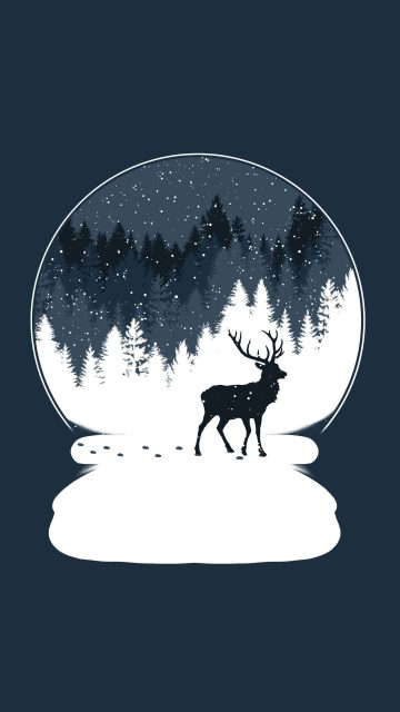 Deer Snow iPhone Wallpaper