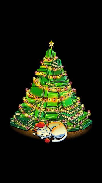 Kitty Christmas Tree iPhone Wallpaper