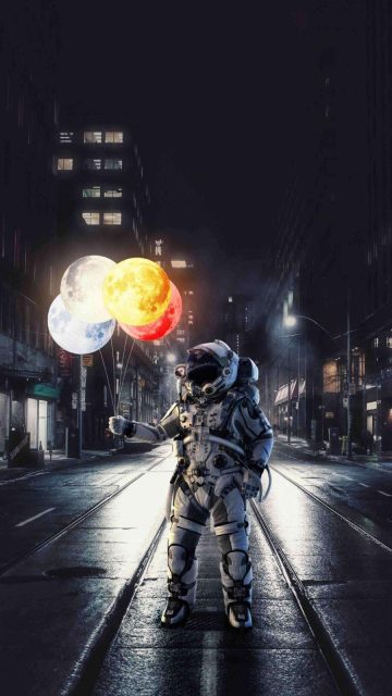 Astronaut and Moon iPhone Wallpaper