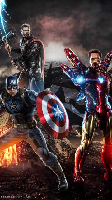 Avengers Endgame Tony Captain and Thor iPhone Wallpaper