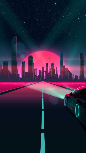 Cyber City Road iPhone Wallpaper