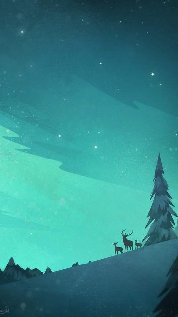 Deers and Snow iPhone Wallpaper
