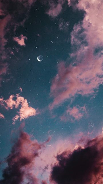 Eclipse Moon Clouds Stars iPhone Wallpaper