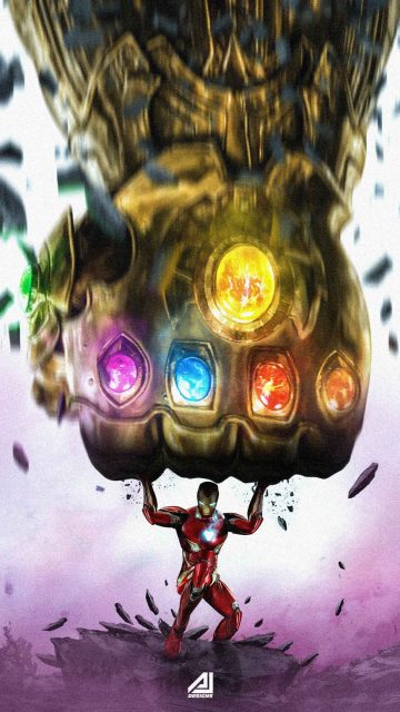 Iron Man vs Infinity Gauntlet iPhone Wallpaper