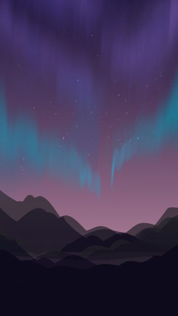 Night Aurora Lights Mountain iPhone Wallpaper
