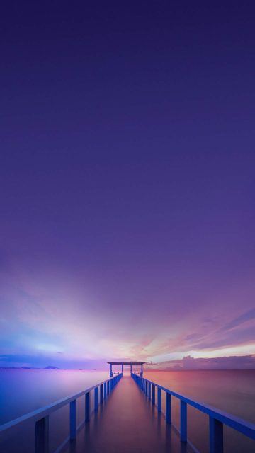 Ocean Bridge Pier Sunset Horizon iPhone Wallpaper
