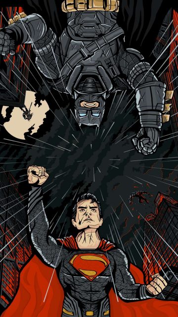 Armored Batman and Superman Fight iPhone Wallpaper