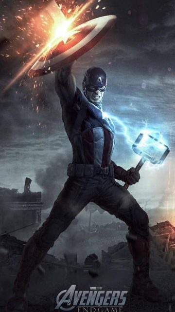 Captain America Final Battle with Captain Lifts Mjolnir iPhone Wallpaper