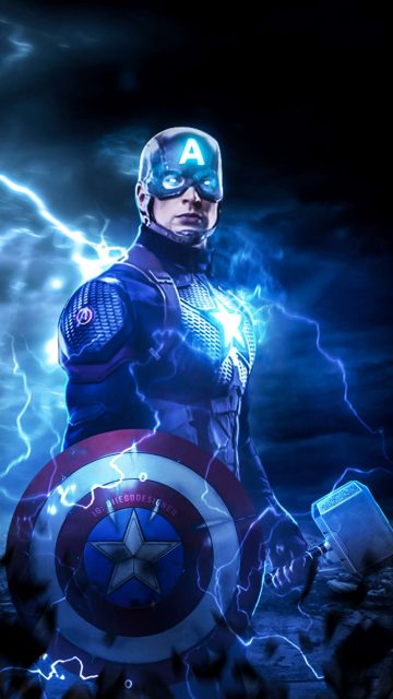 Captain America Lift Thor Hammer iPhone Wallpaper