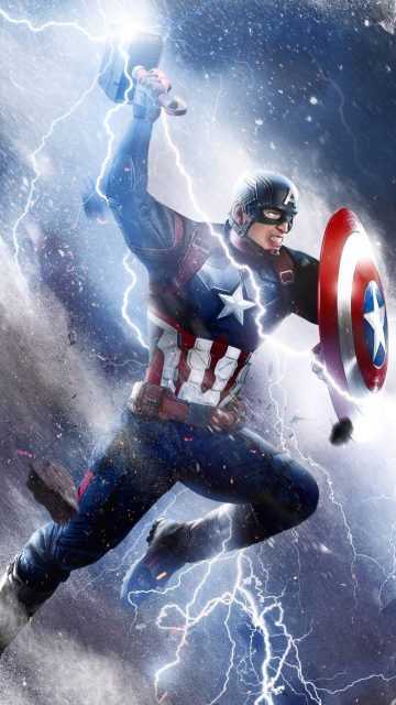 Captain America Thor Hammer Attack iPhone Wallpaper