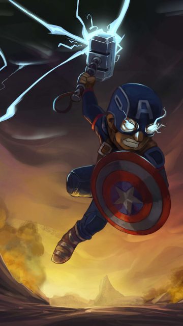 Captain America Thor Hammer iPhone Wallpaper