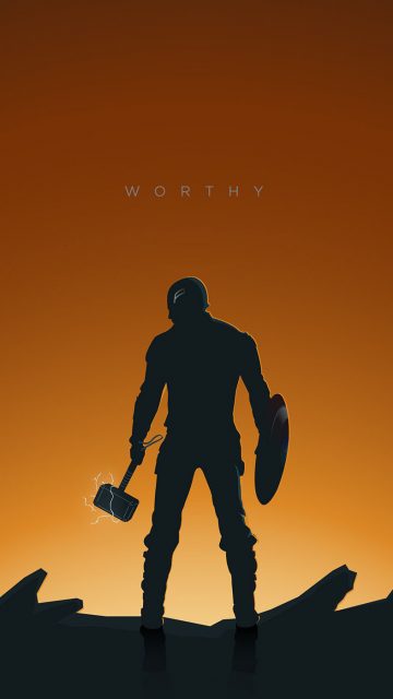 Captain America with Thor Hammer Endgame iPhone Wallpaper