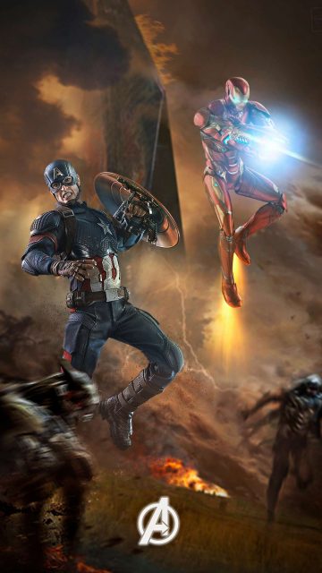 Captain and Iron Man Endgame Fight iPhone Wallpaper