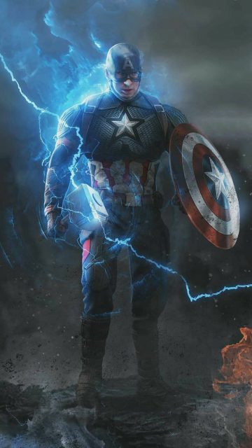 Captain with Thor Hammer and Shield iPhone Wallpaper
