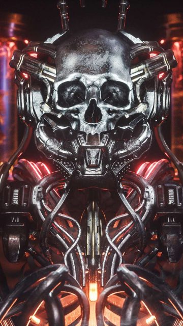 Cyborg Skeleton iPhone Wallpaper