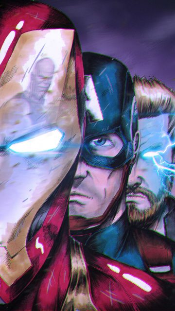 Endgame Iron Man Captain and Thor vs Thanos iPhone Wallpaper