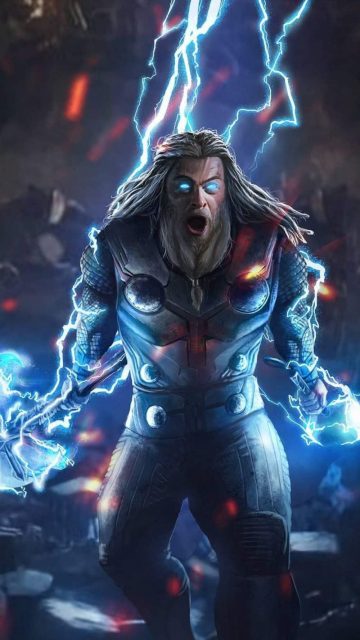 God of Thunder Thor Endgame Fight iPhone Wallpaper