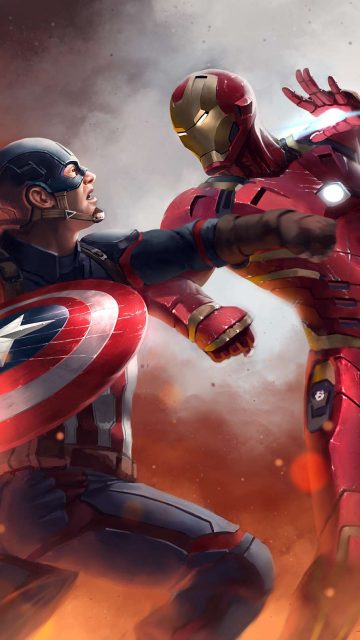 Iron Man and Captain Fight iPhone Wallpaper