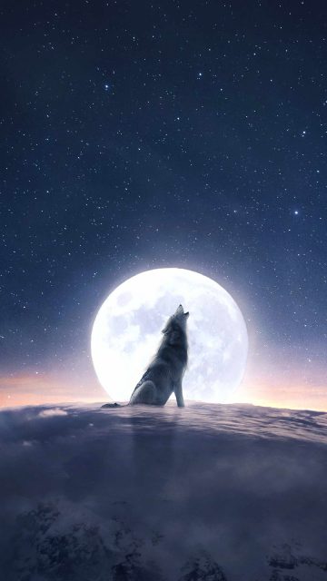 Moon Wolf Howl iPhone Wallpaper