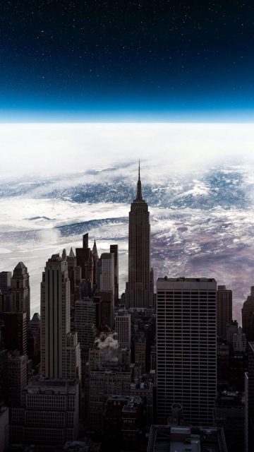 New York City in Sky iPhone Wallpaper