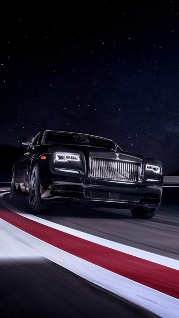 Rolls Royce Black On Race Track iPhone Wallpaper