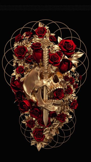 Rose Dagger Skull iPhone Wallpaper