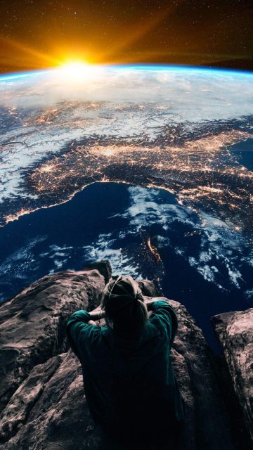 Sitting Above the Earth iPhone Wallpaper