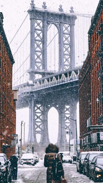 Snow in New York iPhone Wallpaper