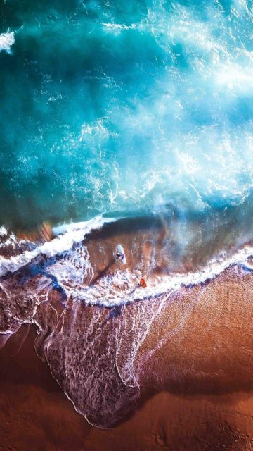 Surfboard Over Sea Aerial View iPhone Wallpaper
