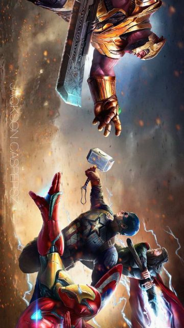 Thanos vs Avengers Endgame Battle iPhone Wallpaper