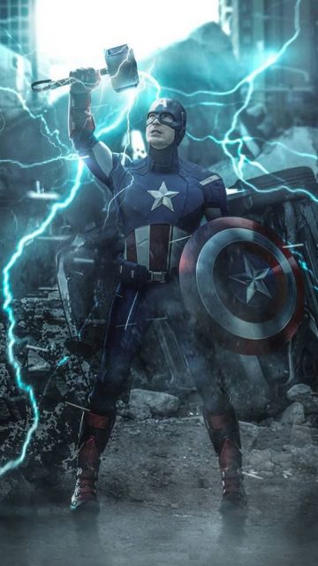 Thor Hammer and Captain America iPhone Wallpaper