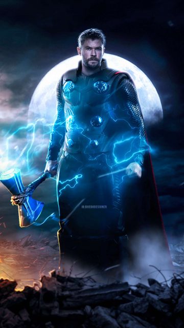 Thor with Stormbreaker Art iPhone Wallpaper