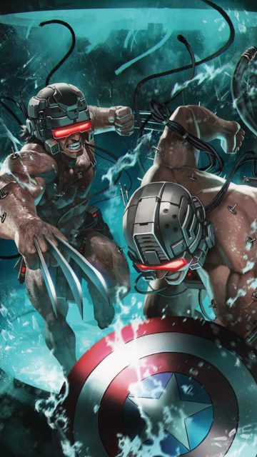 Wolverine Captain America iPhone Wallpaper