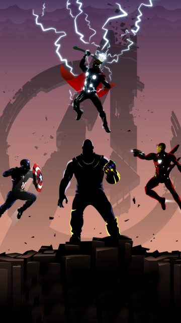 Avengers Trinity vs Thanos iPhone Wallpaper