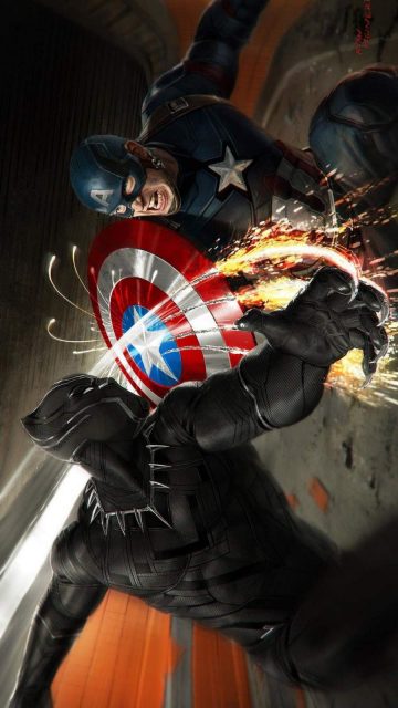 Black Panther vs Captain America iPhone Wallpaper
