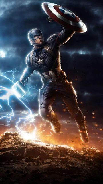 Captain America Lifts Mjolnir Avengers Endgame iPhone Wallpaper