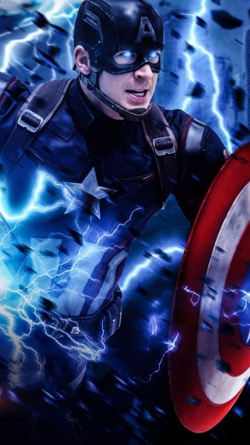 Captain America Thor Hammer Thunder iPhone Wallpaper